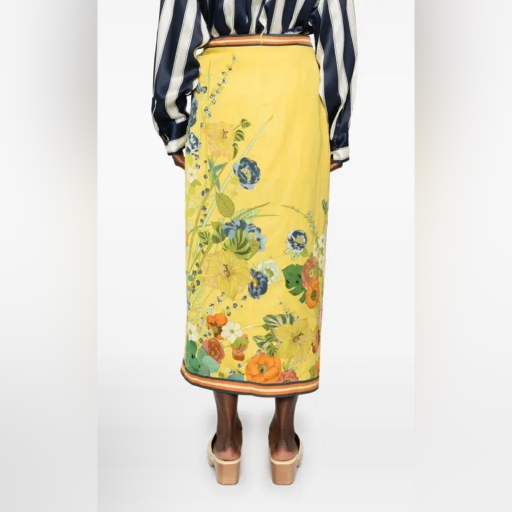 Alemais Yellow Floral Midi Wrap Skirt - Picture 5 of 9